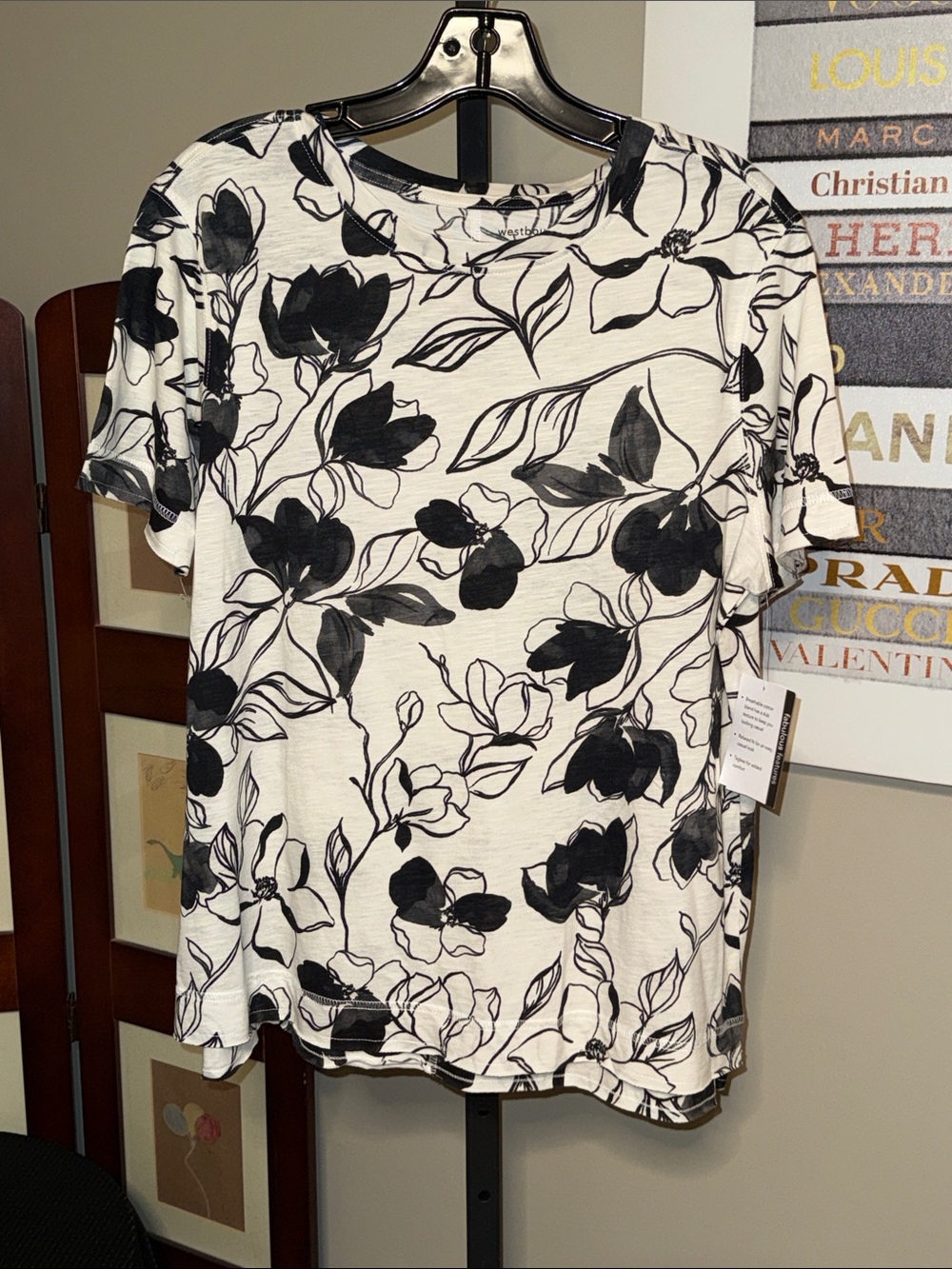 Westbound Black & White Floral Short-Sleeve Tee